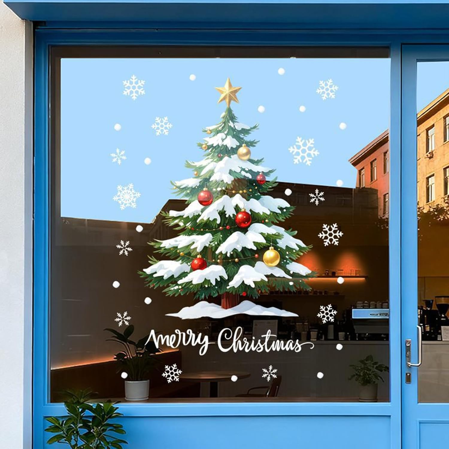 Christmas Window Stickers 1 Sheet Reindeer Window Clings Double Sided Static Elk Window Decals Holiday Party Decorations Sticker for Christmas Door Windows Walls Refrigerators Decorations