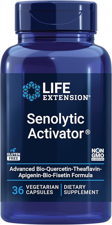 Life Extension Senolytic Activator®*, Healthy Aging, Cellular Health Support, bioavailable quercetin and Fisetin, apigenin, Black Tea theaflavins, Gluten Free, Non-GMO, Vegetarian, 36 Capsules