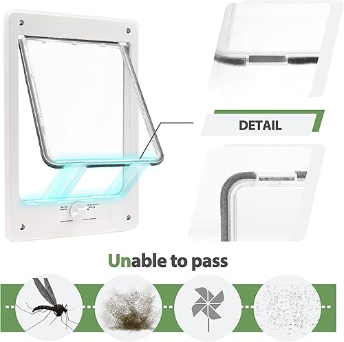 Miniatura 4 de Puerta para mascotas de tamaño completo para gatos y perros pequeños, se adapta a ventanas de 28 a 32 pulgadas de ancho, inserto de ventana de