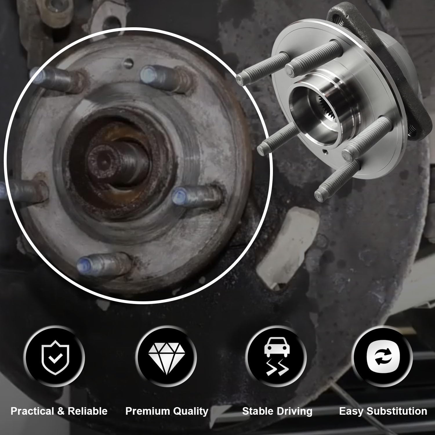 513315 Pair Front Wheel Bearing Hub Assembly Replacement for 2011 2012 2013 2014 2015 Chevy Cruze, 2016 Chevy Cruze Limited 5 Lugs w/ABS, Wheel Bearing Hubs OE BR903815, HA590402, 13500571