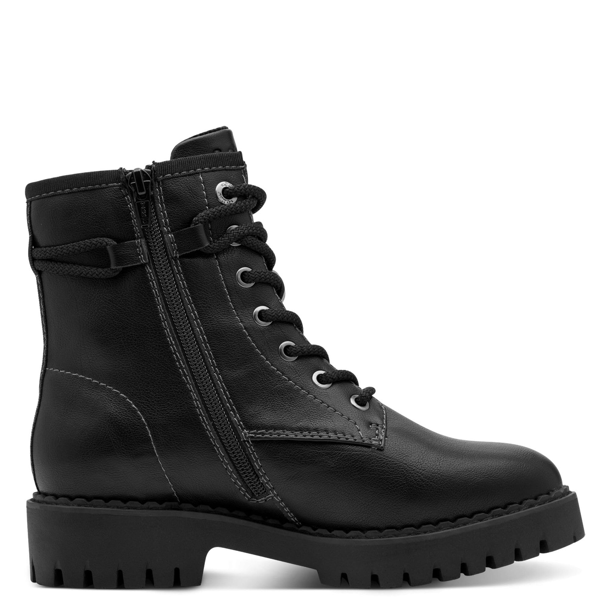 s.Oliver Damen Schnürstiefel ohne Absatz Bequem Vegan, Schwarz (Black), 38 EU