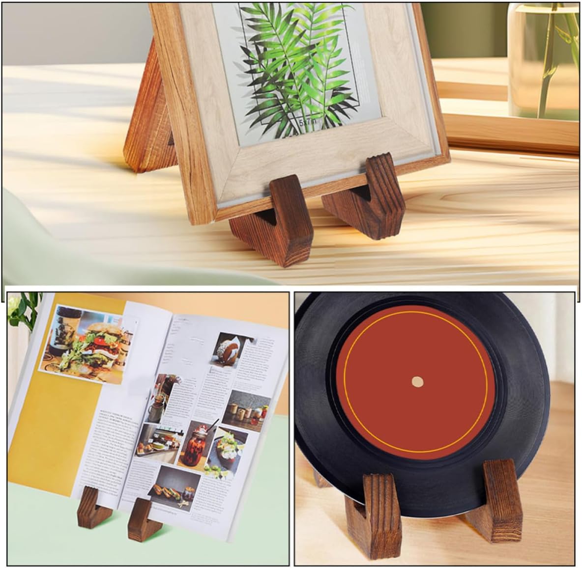 Wooden Recipe Stand Kitchen Countertop Table Display Holder