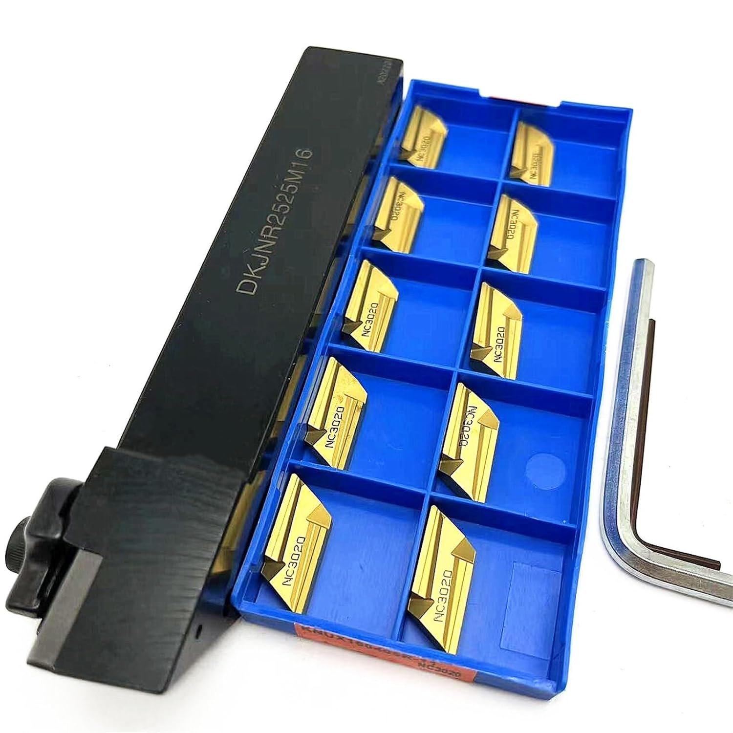 1pcs DKJNR2020K16 DKJNR2525M16 Carbide Lathe Turning Tool Holder Metal Lathe Cutting Tools Boring Bars + 10pcs KNUX160405R Indexable Carbide Inserts(KNUX160405R LT10,DKJNR2020K16)