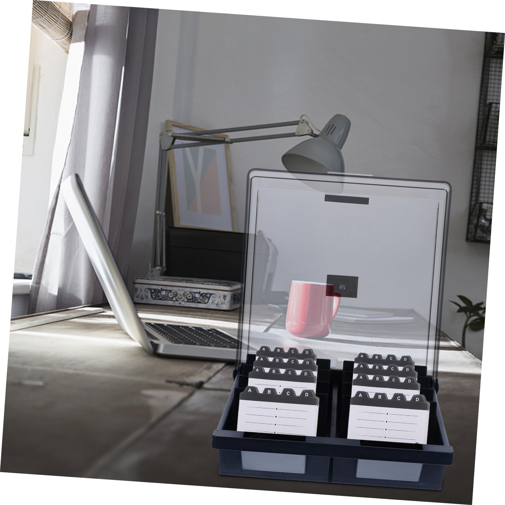 Visitenkartenbox Kunststoff mit Karten Kapazität Robuster Kartenhalter Organizer für Büro und Schreibtisch Transparente Aufbewahrung für Visitenkarten und Id-karten