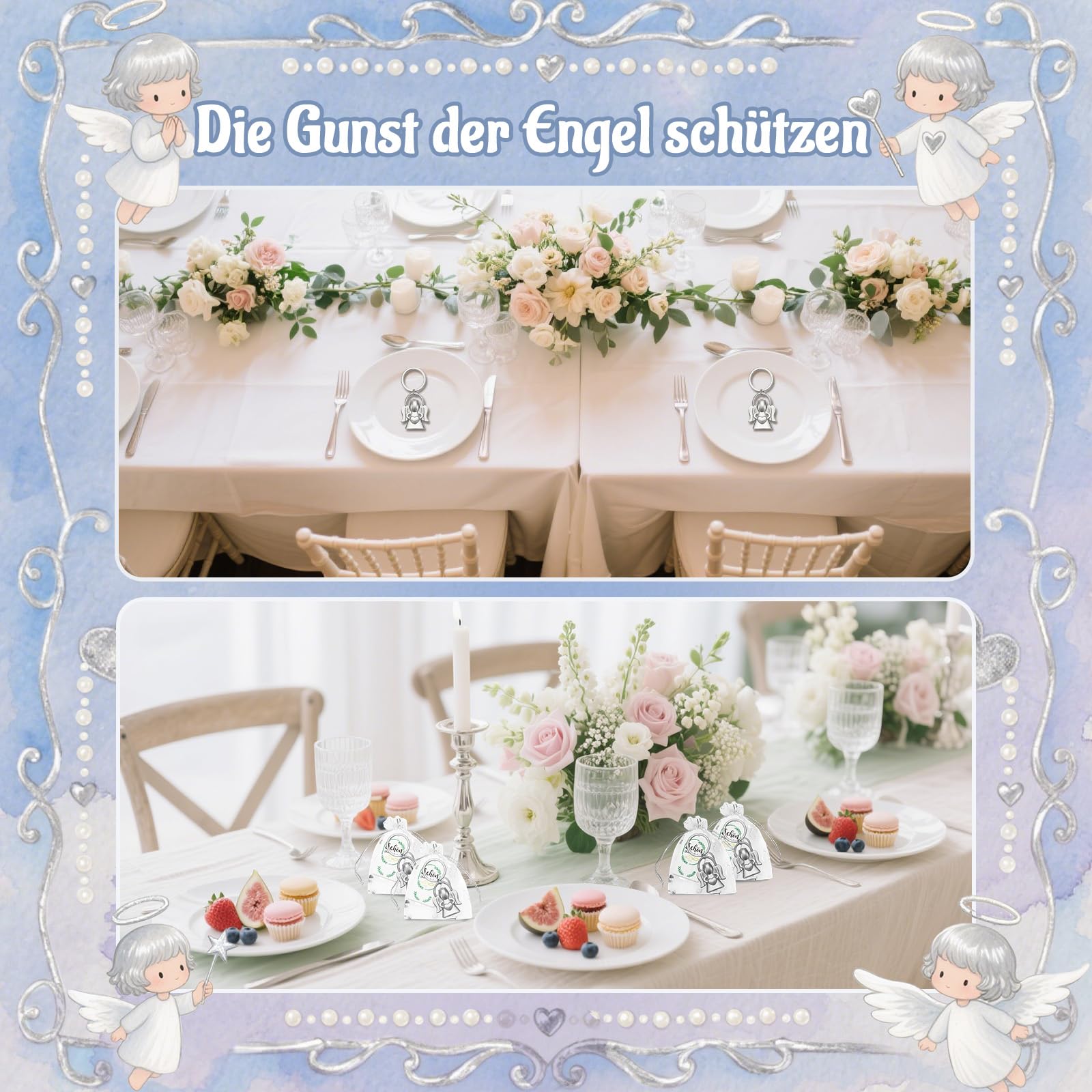 30PCS Schutzengel Schlüsselanhänger Glücksbringer,Glücksbringer Engel Herz Anhänger, Gastgeschenke Schutzengel Anhänger für Hochzeit Abschiedsgeschenk Weihnachtsgeschenke,Taufe,Kommunion (Silber)