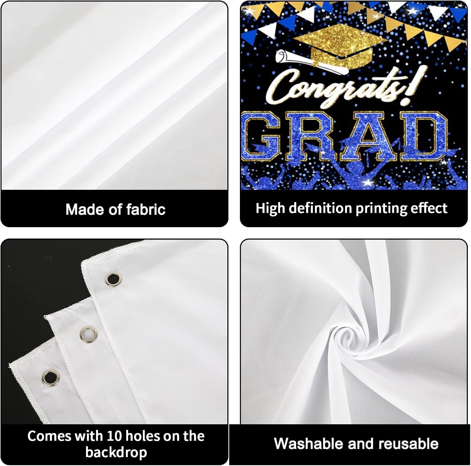 Graduation Garage Door Banner 7x16ft Graduation Backdrop Navy Blue Congrats Grad Background Class of 2026 Congratulations Graduates Party Decoration Banner for Prom Party Garage Door Cover