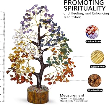 NARIBABU Seven Chakra Tree - Crystal Money Tree - Crystals and Gemstones Healing - Chakra Crystal Tree - Meditation Accessories - Home Decor - Spiritual Gifts for Women