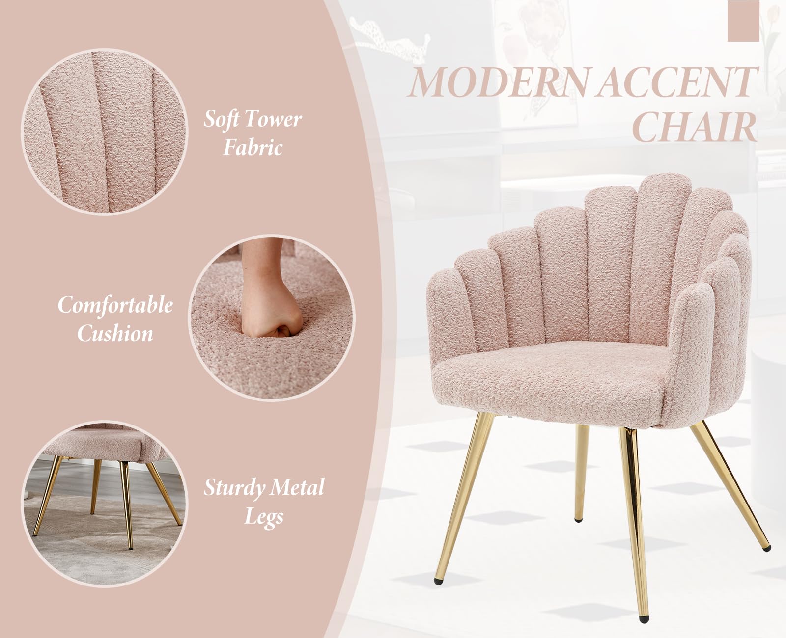 Ya-Home Fauteuil van imitatiebont, draaistoel, moderne computerstoel