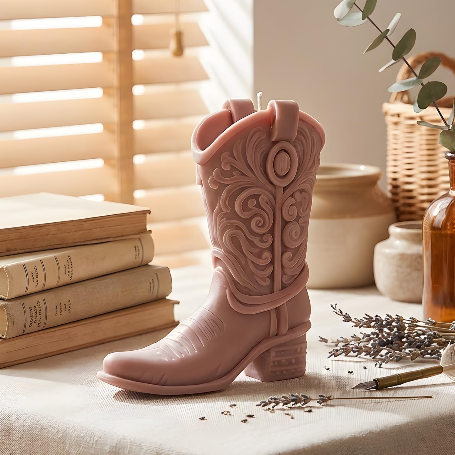 XIAOSHUI Cowboy Boot Candle Molds Western Cowboy Boot Candle Silicone Mold