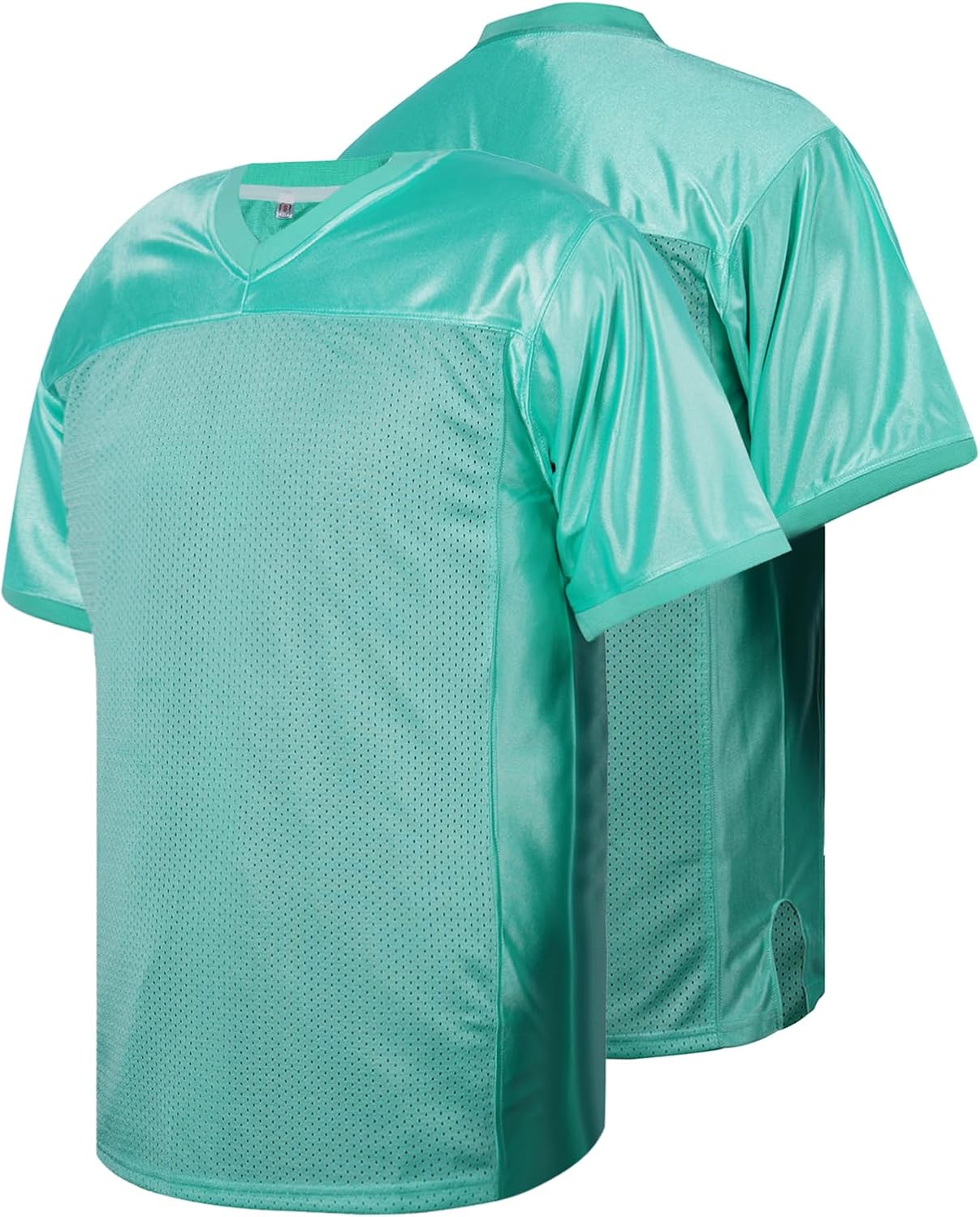 Blank Football Jersey for Men Mesh Athletic Practice Plain Football Shirt Hip Hop Sports Blank T-Shirt(Apple Green-L)