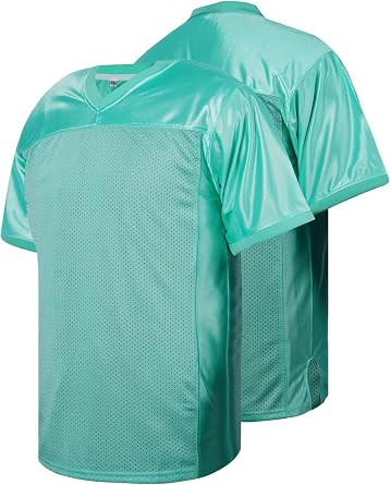 Blank Football Jersey for Men Mesh Athletic Practice Plain Football Shirt Hip Hop Sports Blank T-ShirtApple Green-S