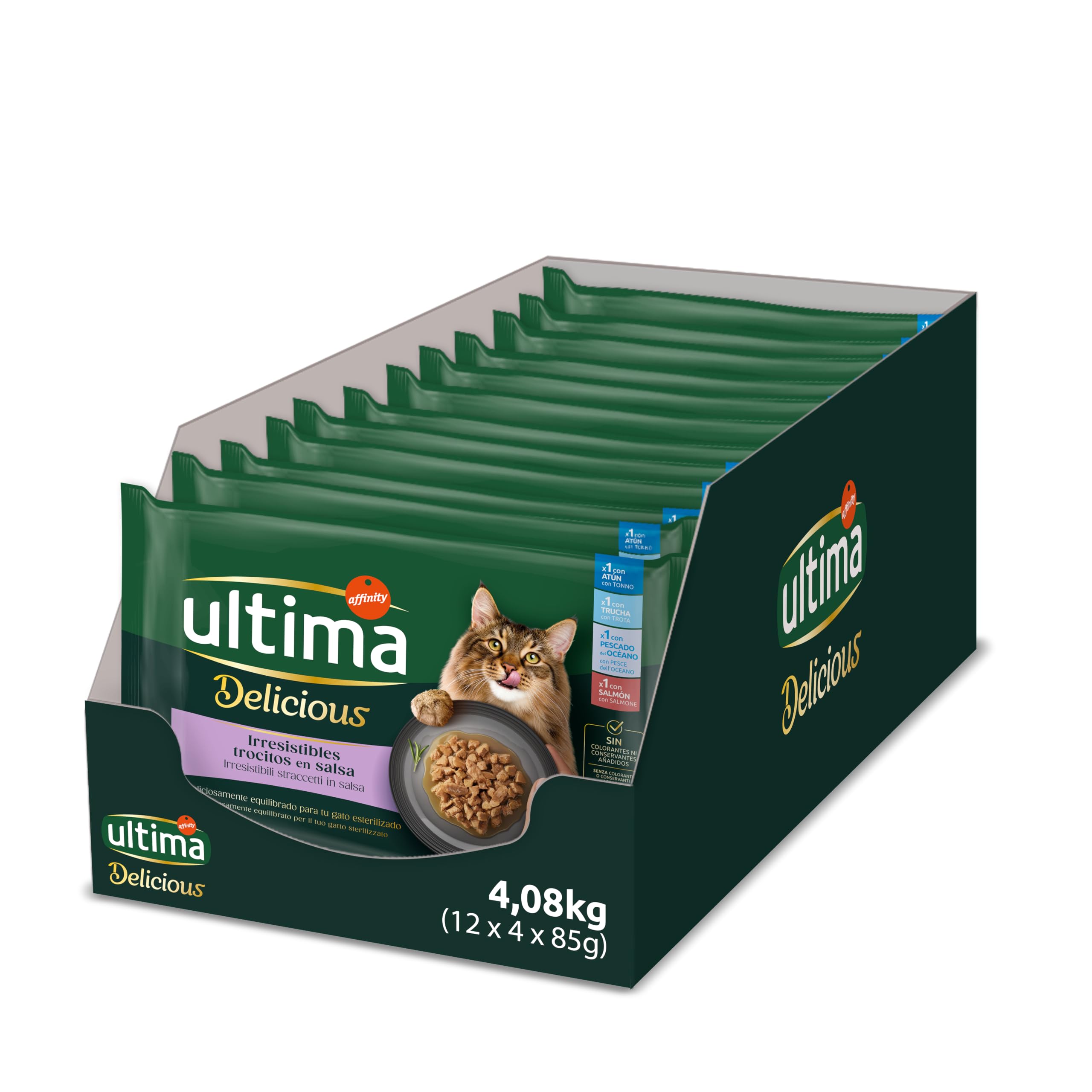 Ultima Comida Húmeda para Gatos con Variedad de Pescados - 12 x (4 x 85gr) - 4080g