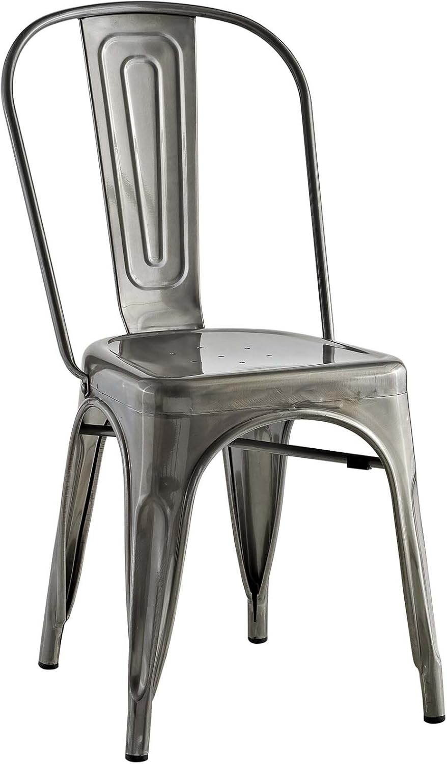 Modway Promenade Industrial Modern Steel Kitchen and Dining Room Chair in Gunmetal, One - Chairs