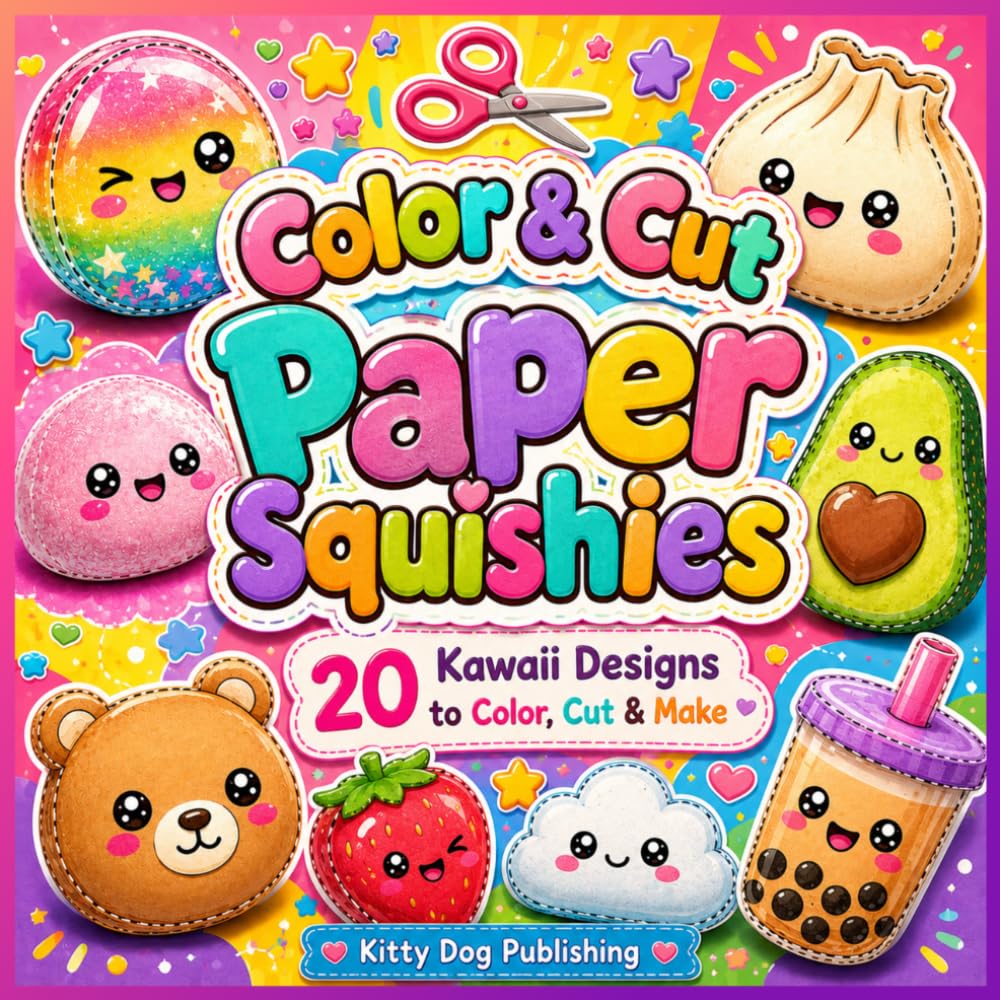 Color & Cut Paper Squishies: 20 Kawaii Designs to Color, Cut & Make: A Fun Activity Book for Kids – Color, Cut, Stuff & Tape Your Own Cute Paper Squishy Toys