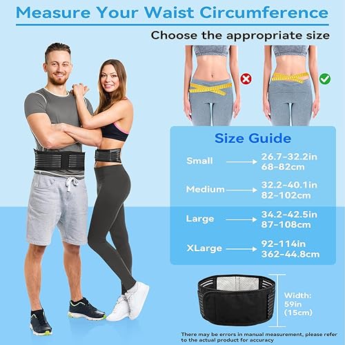 Miniatura 11 de Back Support with Magnet, Tourmaline Magnetic Back Braces for Lower Back Pain Relief, Self Heating & Soothing Waist Band, Lumbar Support Belt for