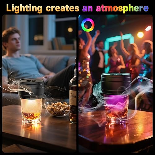 Miniatura 7 de Kit de ahumador eléctrico de whisky integrado, recargable a la antigua, kit de ahumador de bebida de cóctel bourbon con 6 fichas de madera, regalos