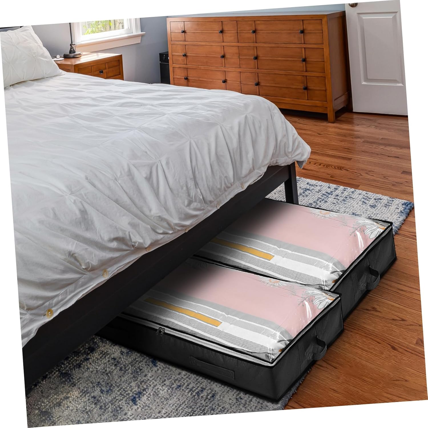 PRETYZOOM 4pcs Bedroom Storage under Bed Storage Bag Viewing Windows Sturdy Handles