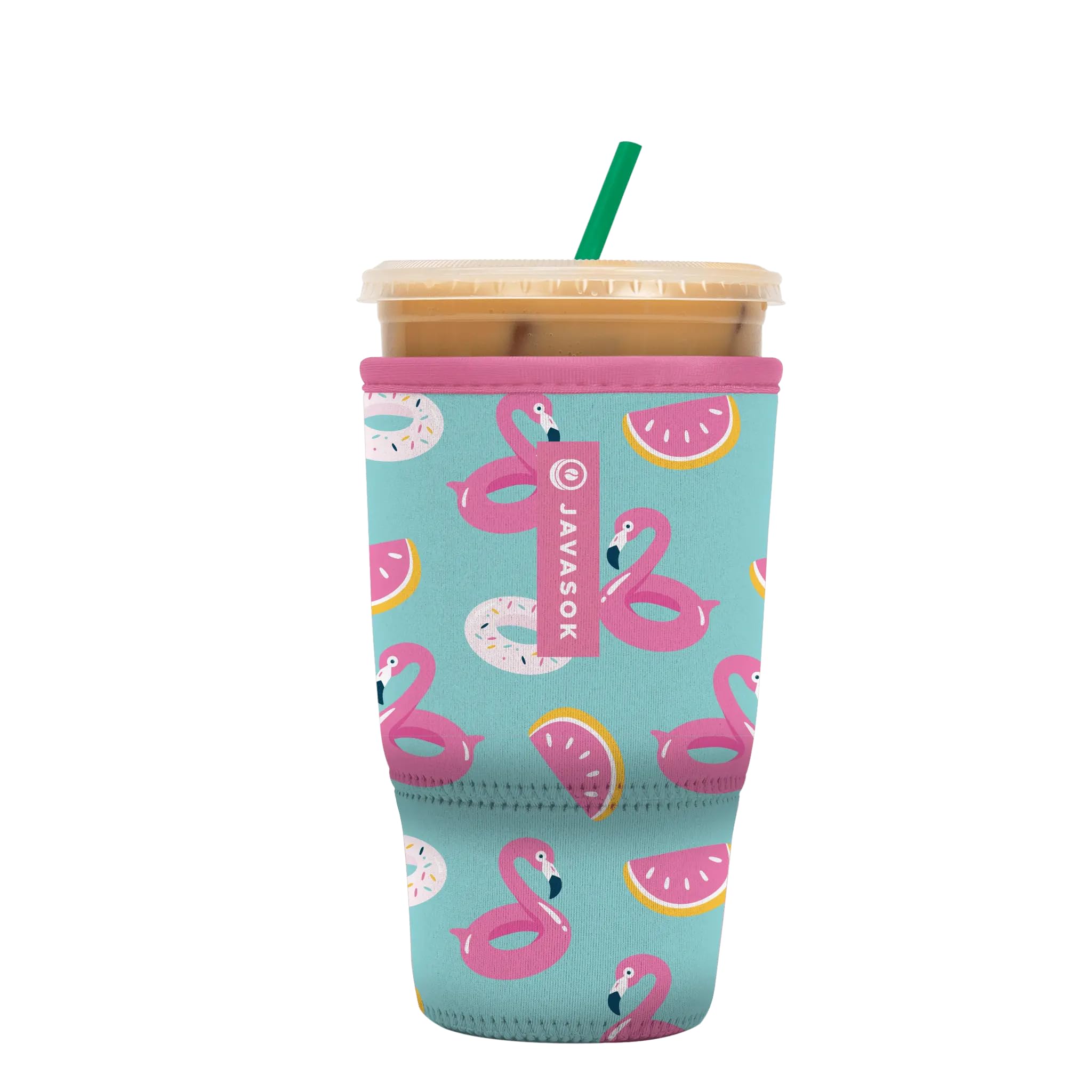 Sok It JavaSok Iced Coffee &amp; Cold Soda Insulated Neoprene Cup Sleeve (Poolside Perfection, Large: 30-32oz)