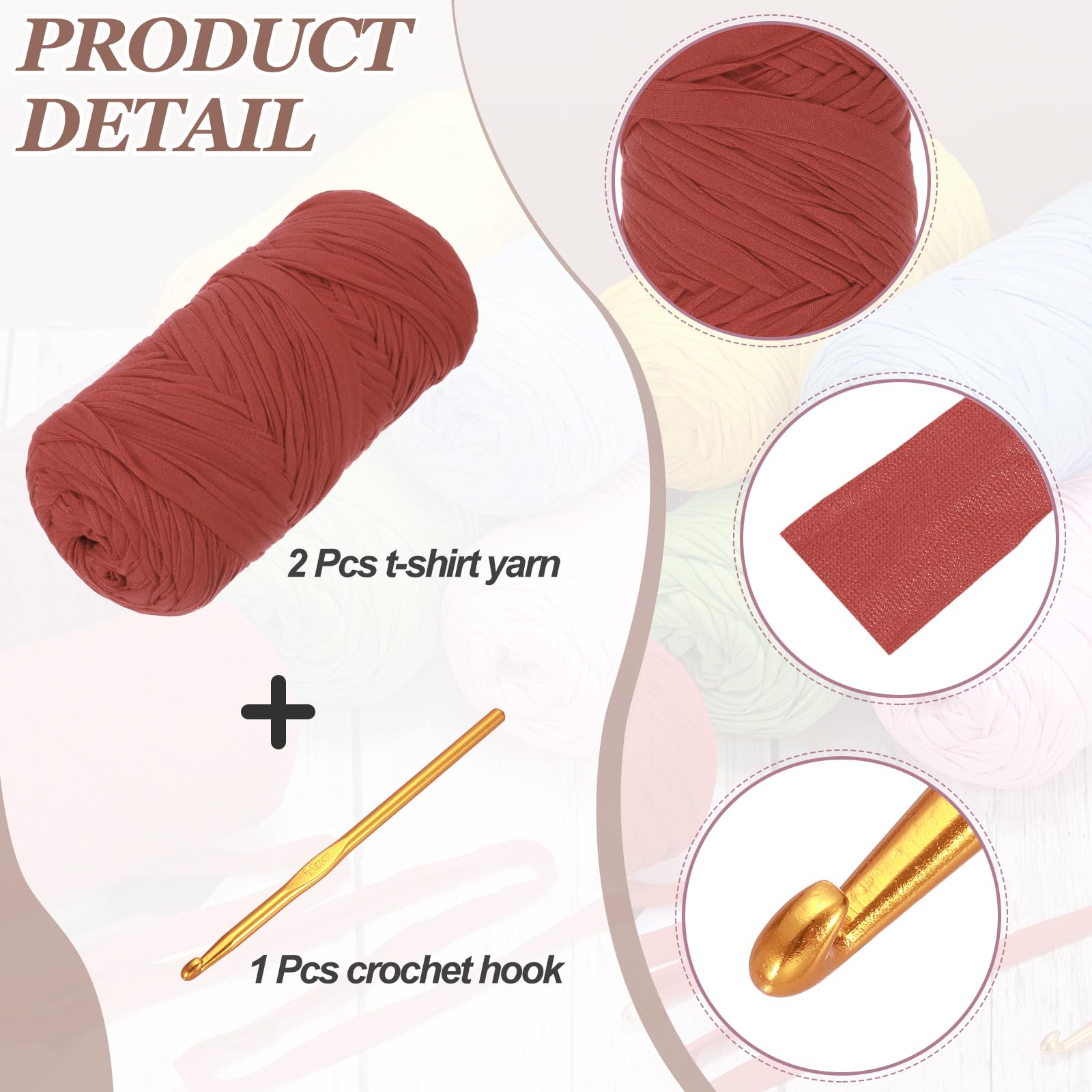 PATIKIL T-Shirt Yarn for Crocheting with 1 Crochet Hook - Image 3