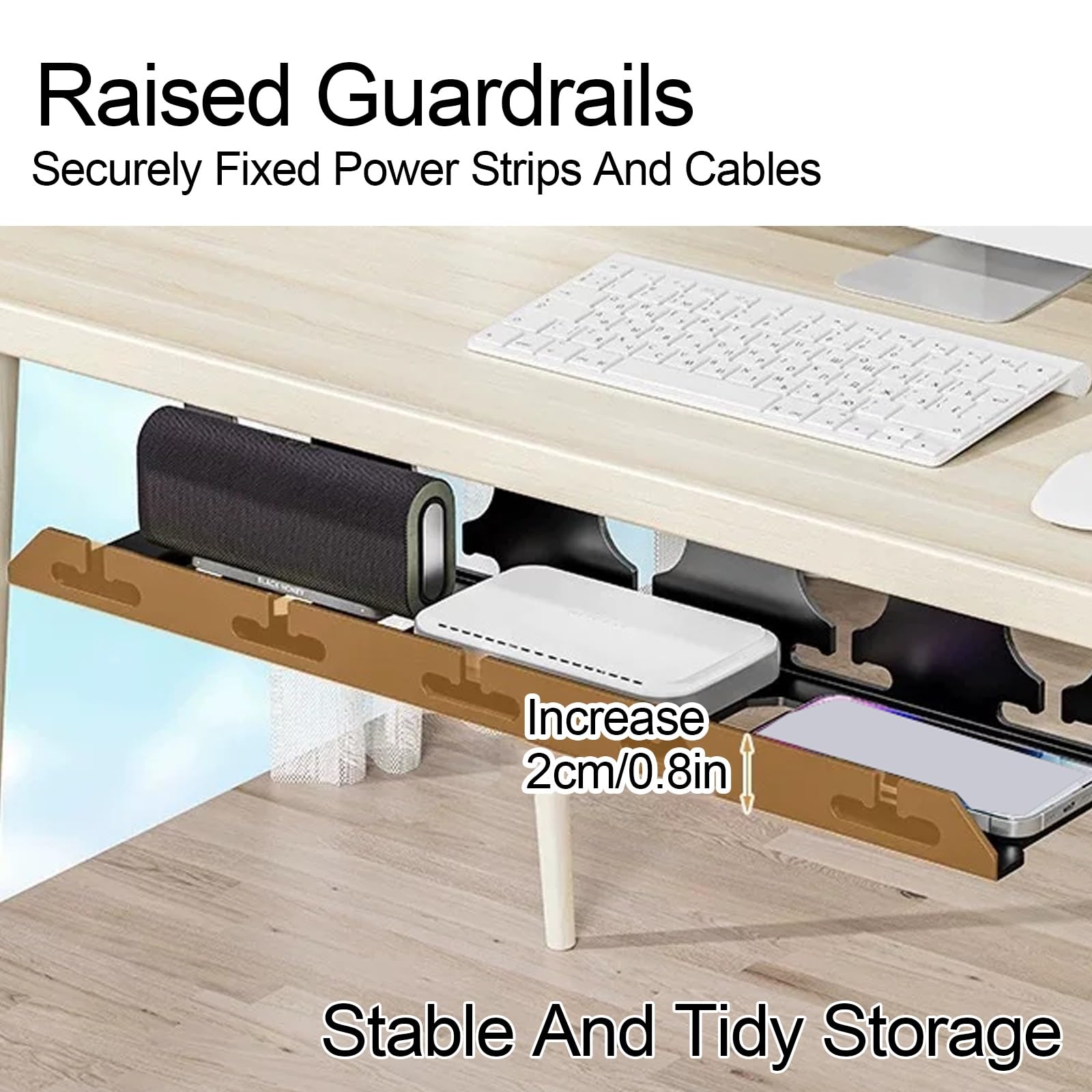 Organizador Cables Bajo Escritorio Sin Taladro, Canaletas para Cables Adhesivas para Gestión de Oficina Gaming Desk(50cm/20in)