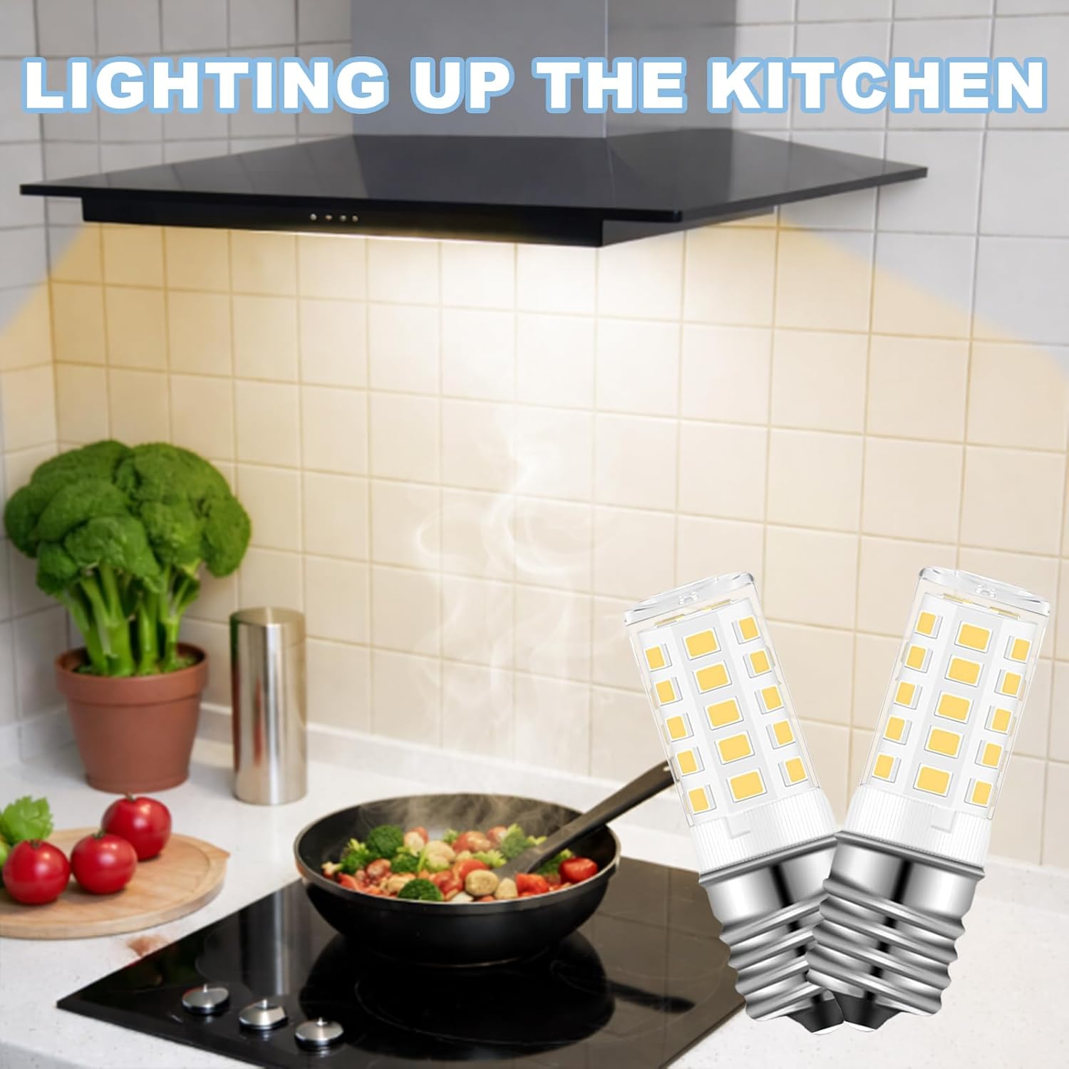 Wadoy E17 LED Bulb European Base, Appliance Light for Refrigerator & Cooker Hood, AC125V, 4W (40W Equivalent) Turkish Lamp Warm White 3000K, 2 Pack