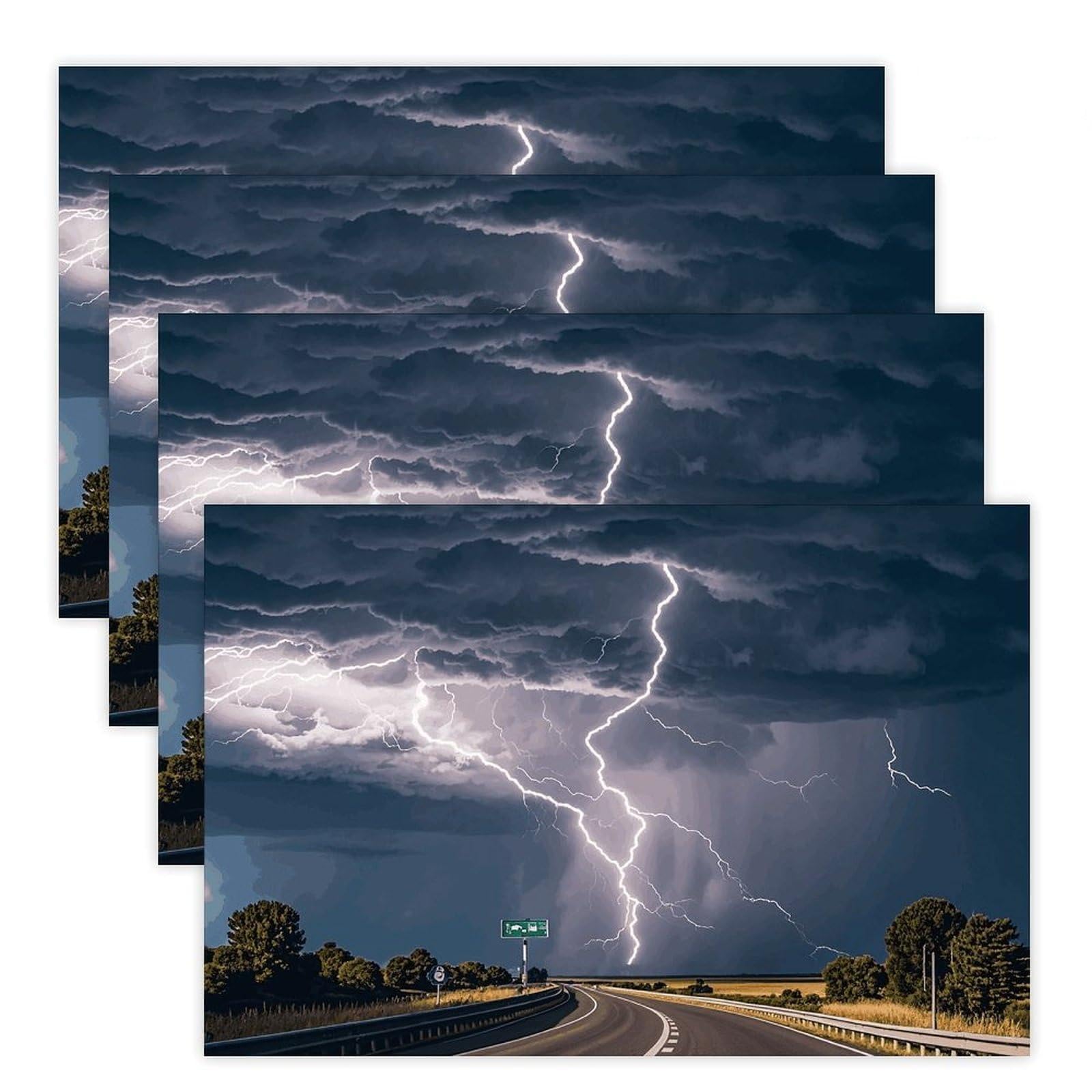 Highway Tornado Lightning Place Mat for Restaurant, Portable Table Mat for Kitchen, Anti-Slip Placemats for Home, Fashionable Place Mats for Wedding, Party, Hotels, Apartments 30x45cm*4