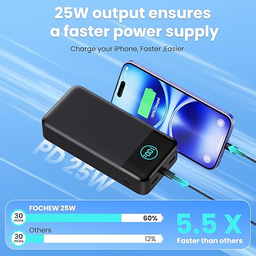 Miniatura 6 de Cargador portátil de 50800 mAh, cargador de batería externa de carga rápida PD QC 4.0 USB C, cargador de teléfono celular portátil para viajes al