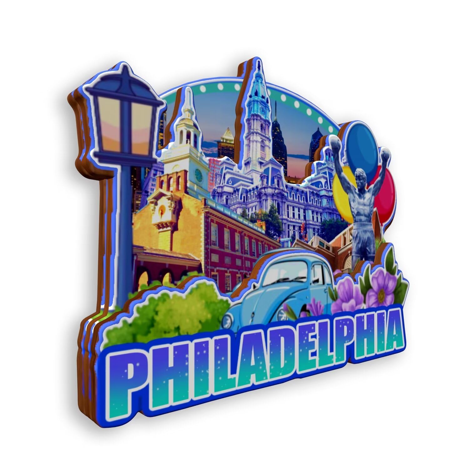 Magnes na lodówkę Philadelphia Pennsylvania USA magnes na lodówkę miasto podróże pamiątki prezenty turystyczne 3D klasyczne zabytki ręcznie robione rękodzieło dekoracja domu -1114