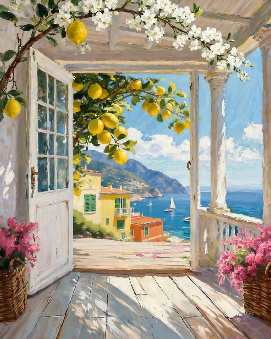 Landscapes Paint by Numbers Kit for Adults,Seaside Scenery Acrylic Paint by Number Kits on Canvas for Adult Beginners,DIY Watercolor Oil Painting Art Kit Crafts for Home Decor Gifts 16X20 Inch.