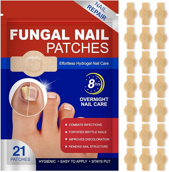 21Pcs Fungal Nail Patches, Multi-Purpose Toenail Repair Treatment Pads, Fungal Nail Treatment, Nail Fungus Treatment for Toenail, Hour Nail Treatment Restores Healthy Appearance