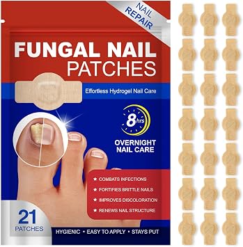 21Pcs Fungal Nail Patches, Multi-Purpose Toenail Repair Treatment Pads, Fungal Nail Treatment, Nail Fungus Treatment for Toenail, Hour Nail Treatment Restores Healthy Appearance