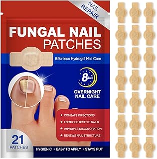 Toenail Treatment Extra Strength, 8-Hour Nail Patch for Strengthening, Strengthens Brittle Nails, 21pcs Nighttime Nail Repair for Damaged, Discolored Nails