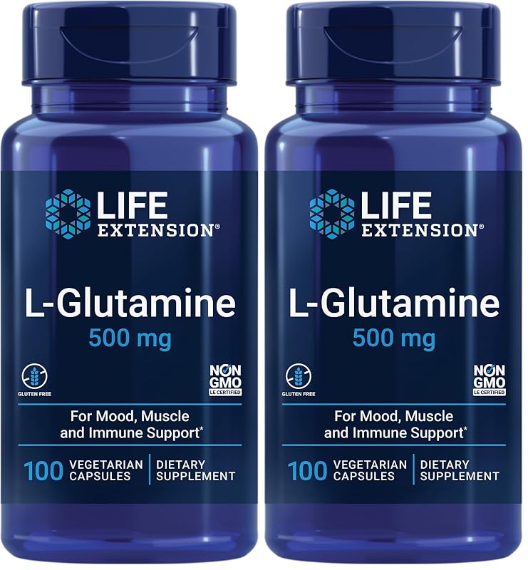 Life Extension Suplemento de L-Glutamina 500 mg 200 cápsulas vegetarianas