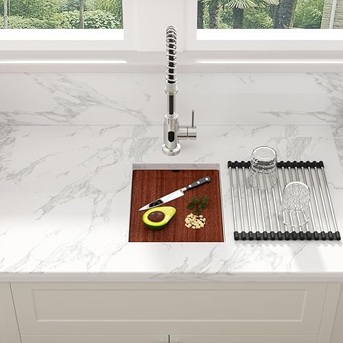 Miniatura 3 de Sarlai - Fregadero de cocina de 30 pulgadas de acero inoxidable de 30 x 18 pulgadas, fregadero de cocina profundo de calibre 16 con repisa para