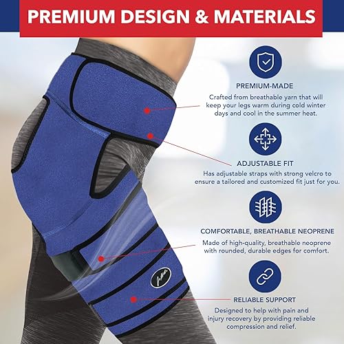 Miniatura 6 de Dr. Arthritis Soporte estabilizador de cadera para hombres y mujeres, manga de compresión de muslo y soporte de cadera para recuperación muscular,