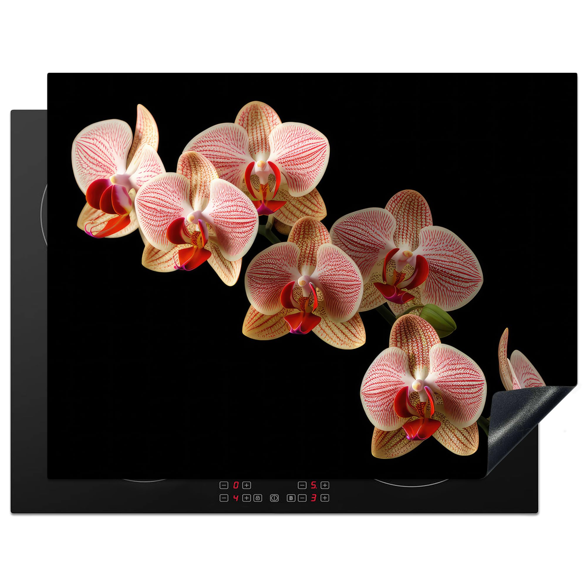 KitchenYeah© Induction Hob Cover Protector Mat 23.2"x30.3" / 77x59 cm Kitchen Universal Ceramic Covers for Electric Cookers Vinyl Flowers - Orchid - Pink - Botanical - Nature — image 1
