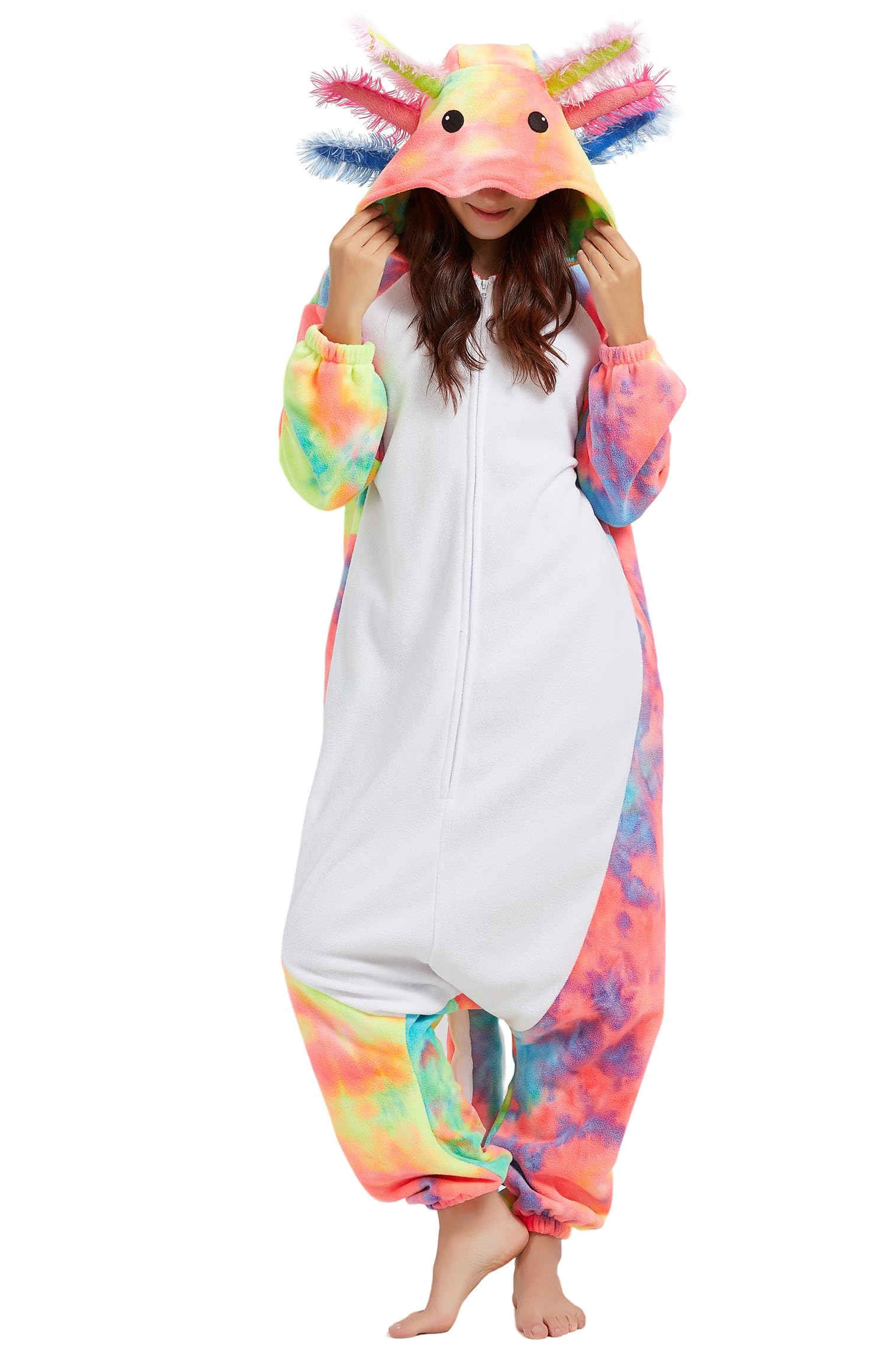 DELEY Unisex Axolotl Costume Adult Onesie Halloween Cosplay Costumes