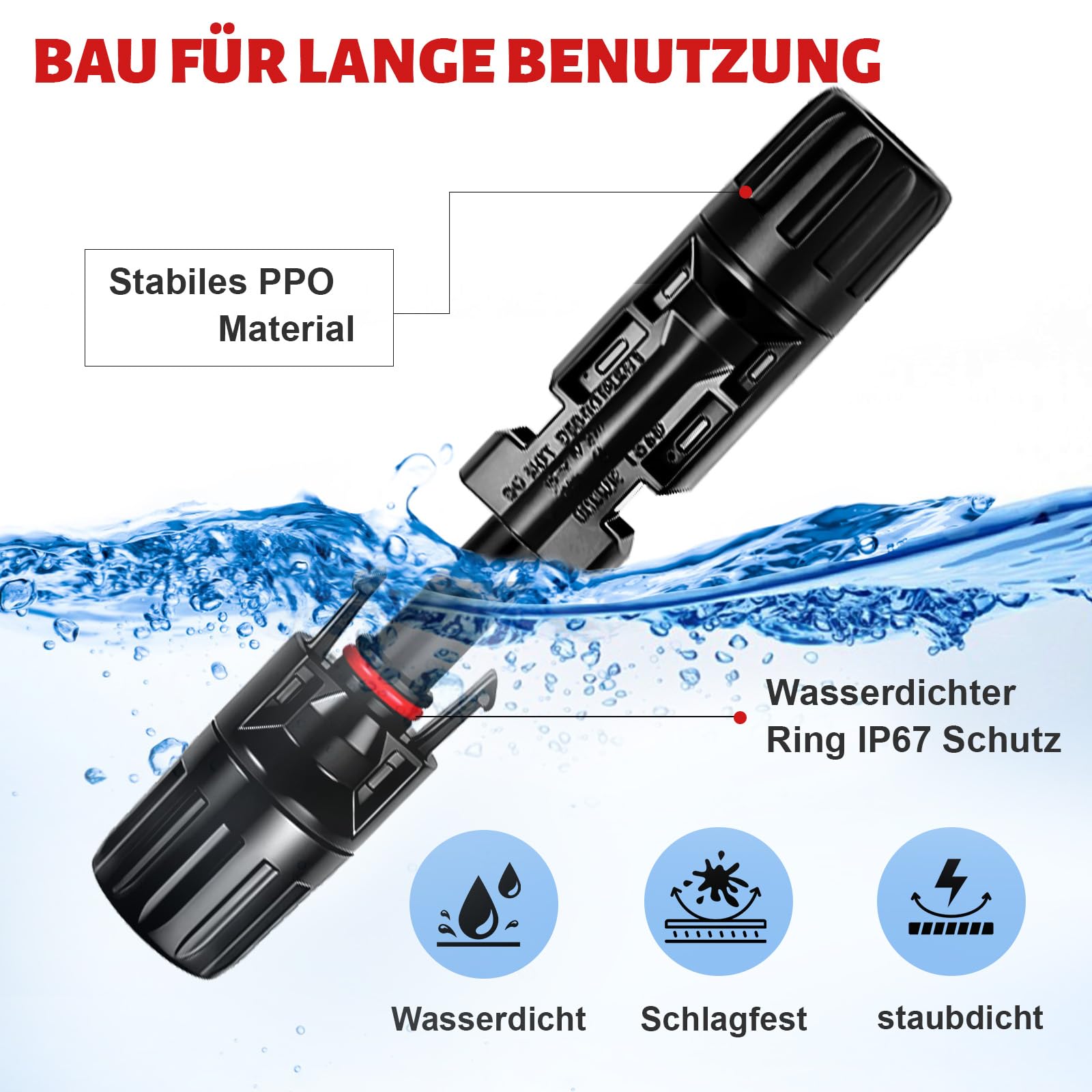 Solar Crimpzange für 2.5/4/6 mm² Solarpanel Solarkabel, 10 Paar Männlich Weiblich Solarstecker, 1 Stk Crimpzange, 1 Abisolierzange und 2 Stk Schraubenschlüssel