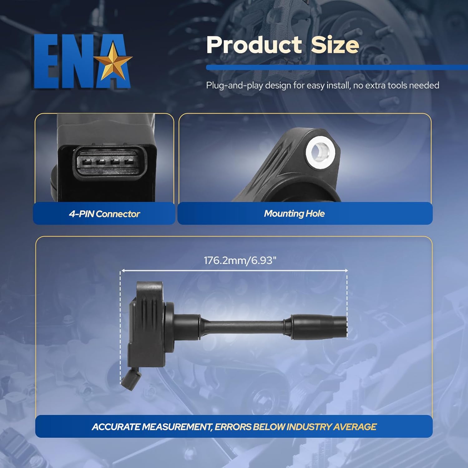 ENA Set of 4 Ignition Coil Compatible with Lexus NX200t NX300 GS200t GS300 IS200t IS300 RC200t RC300 2016 2017 2018 2019 2020 2.0L L4 Turbo Replacement for 90919-02269