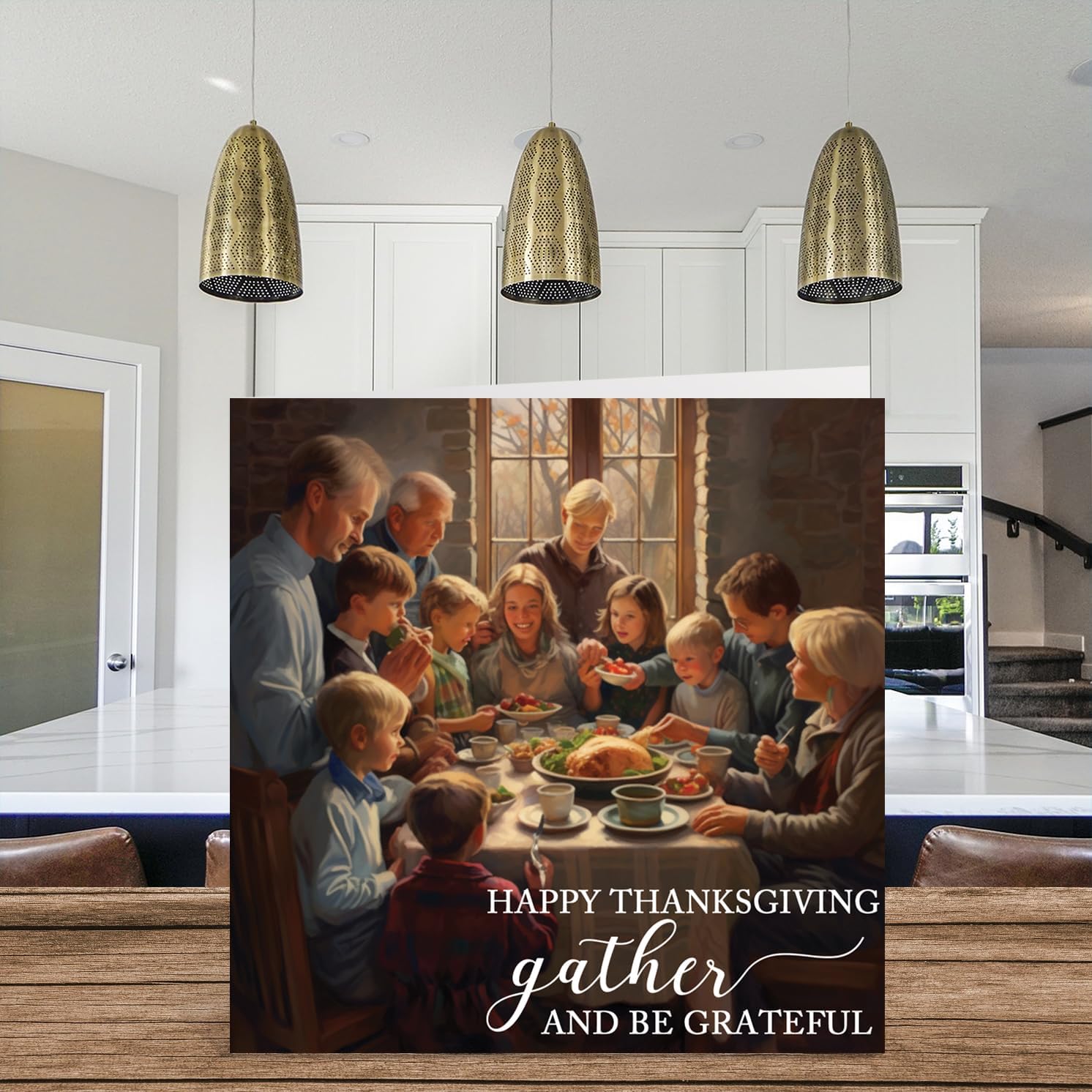 Thankgiving Greetings Card for Women Men - Thanksgiving Meal - Sister Brother Cousin Uncle Aunt Mom Dad Papa Pops Grandma Grandpa, Special Wishes Gift, 5.7 x 5.7 Inch Single Greeting Cards Gift