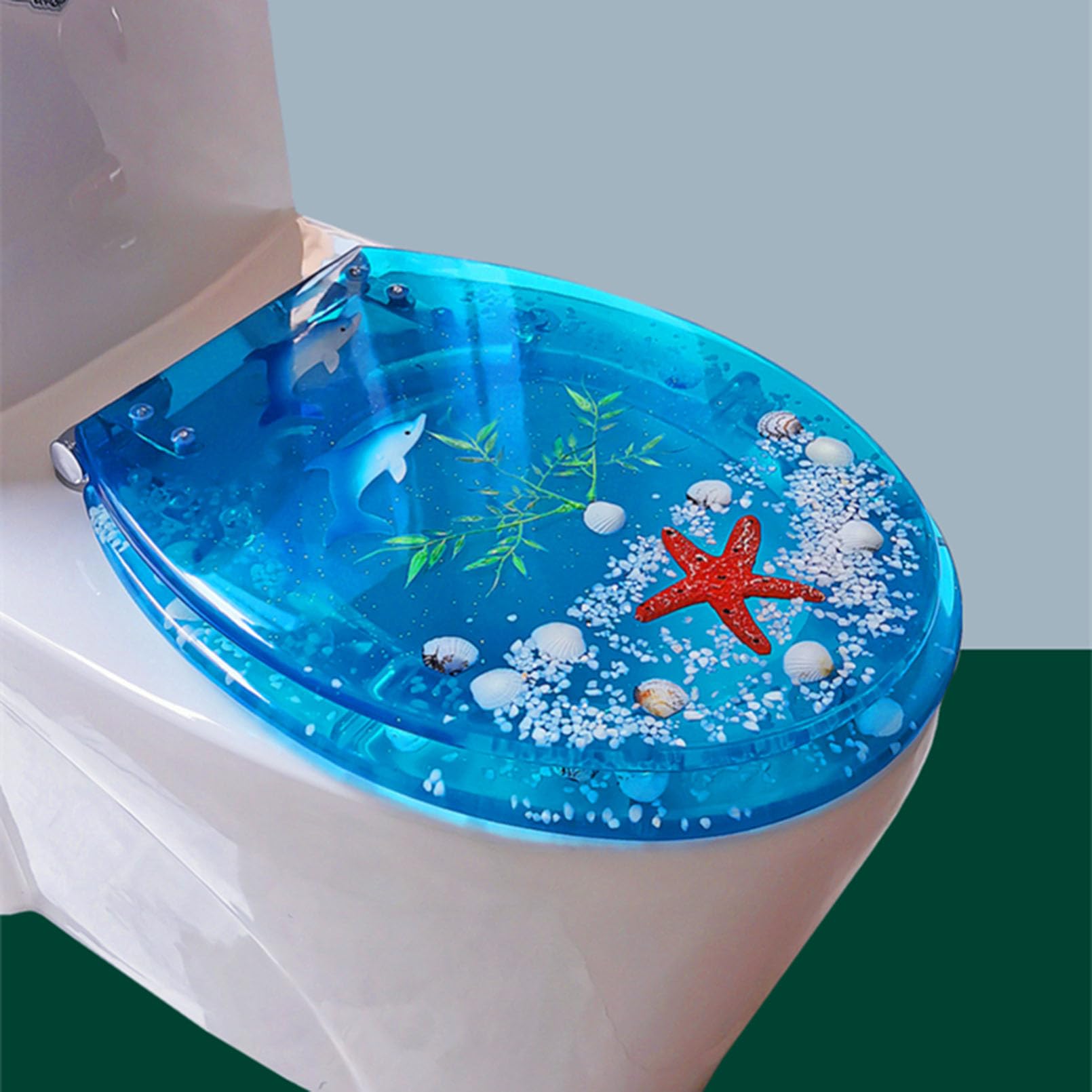 Abattant WC en résine transparent à descente freinée et clipsable