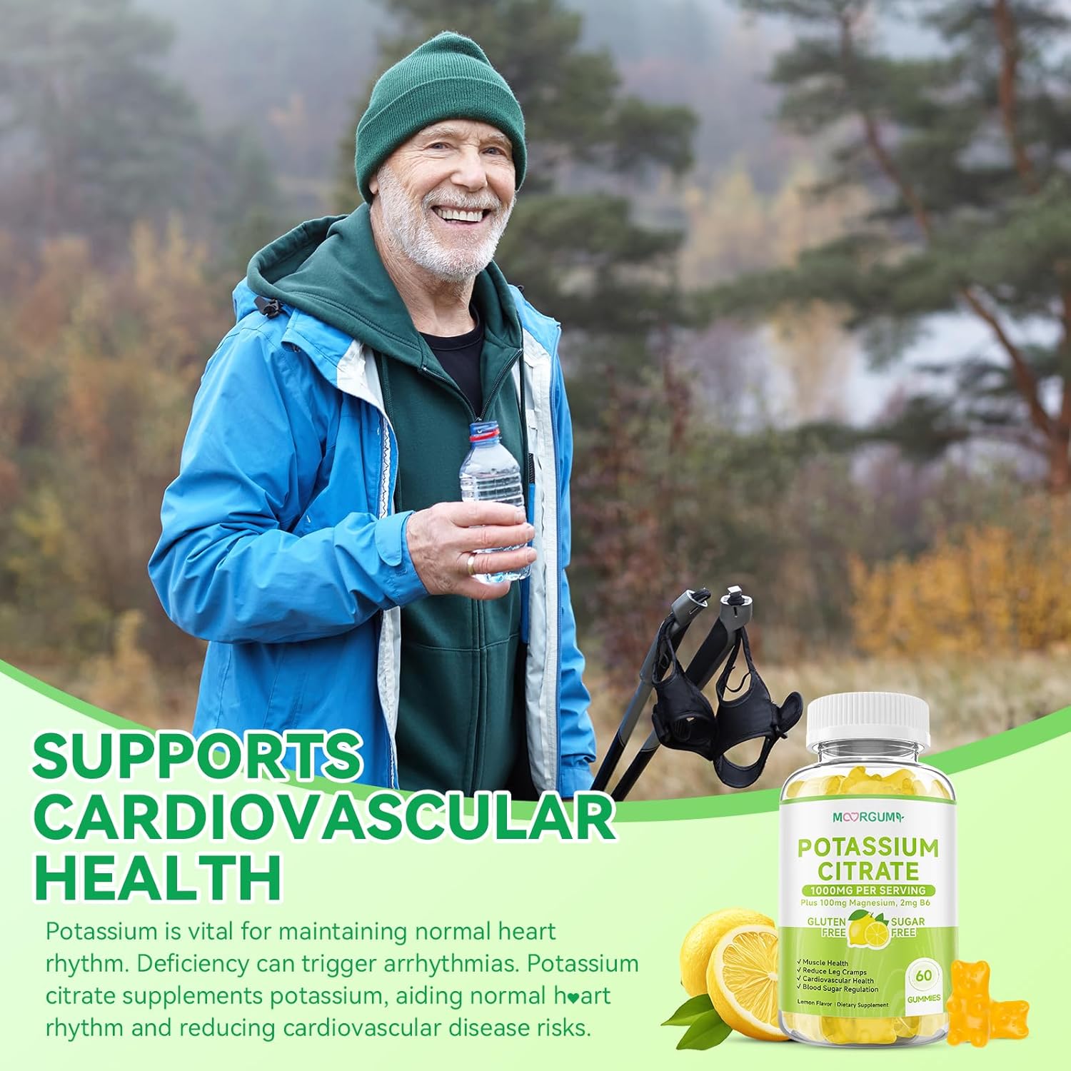 Potassium Citrate 1000mg Gummies, Potassium Supplement for Adults Women and Men, with Magnesium, Vitamin B6 Chewable Supplements, Support Electrolyte Balance, Leg Cramps & Muscle Health, 120 Count - Image 6