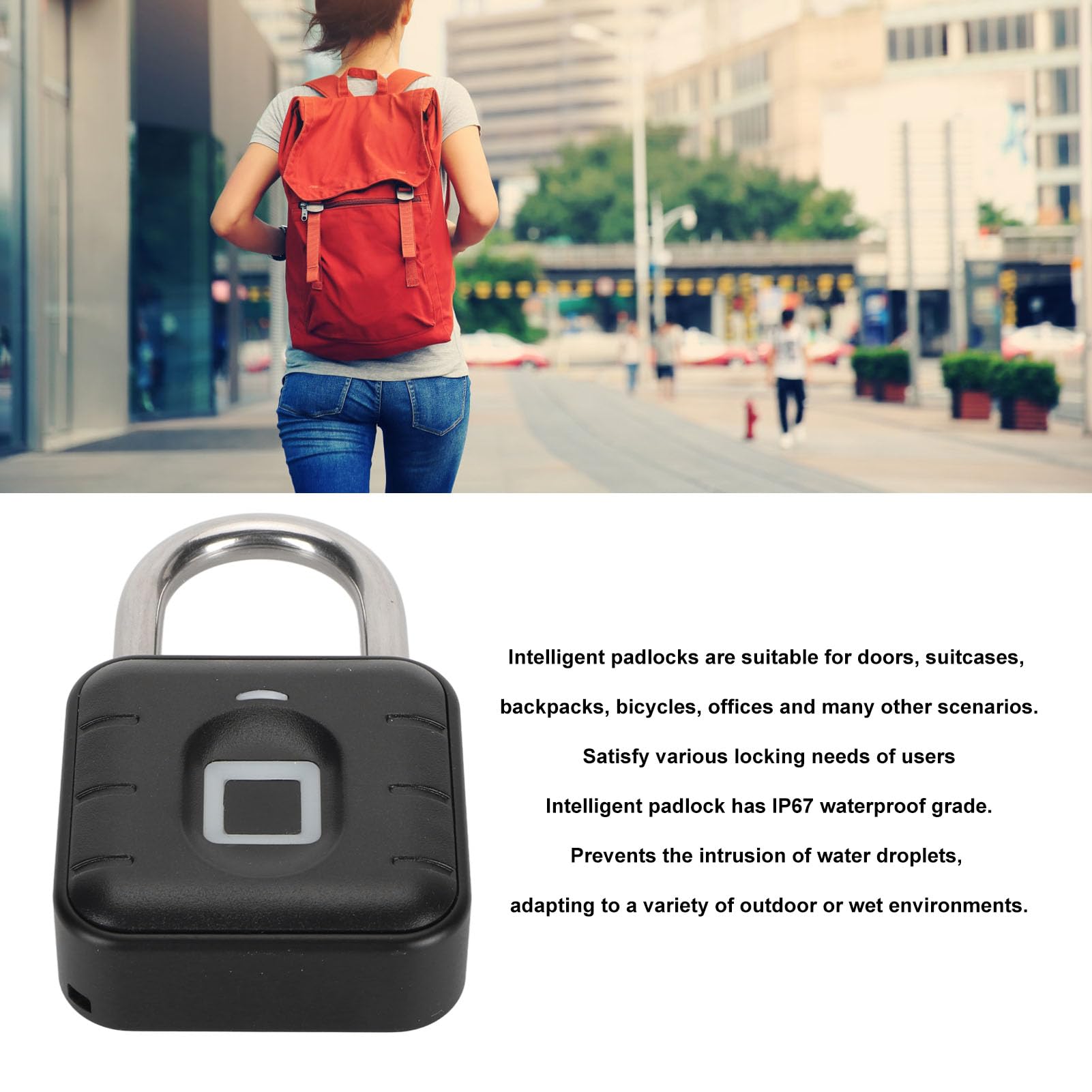Cadenas à Empreintes Digitales, Cadenas Biométrique Intelligent sans clé, IP67, pour Casier de Salle de Sport, Casier D'école, Bagages, Sac à Dos, Valise, Vélo