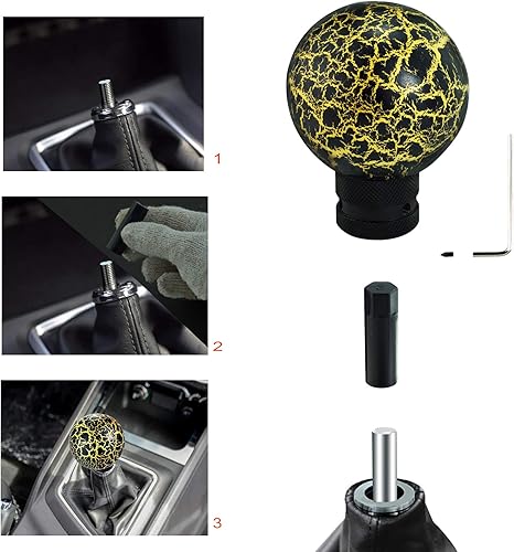 Miniatura 2 de Lunsom Pomo de palanca de cambios, bola de cambio de resina, mango de palo de cabeza redonda para la mayoría de automóviles de transmisión manual