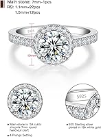 Vista 2 de Elspeth Anillo de compromiso de plata de ley 925 para mujer, peraredondoovaladocojíncorte princesa, circonita cúbica, talla 4-10