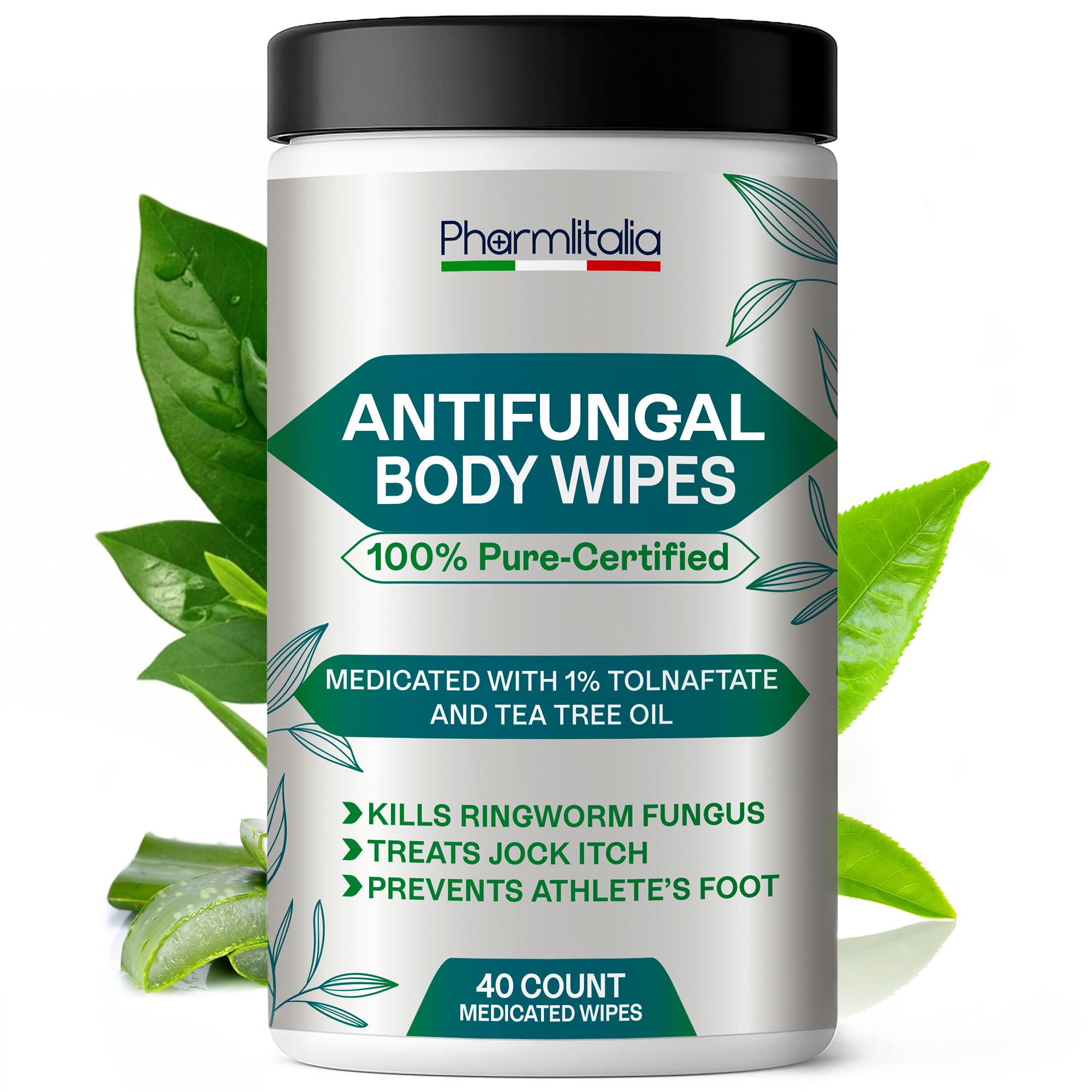 Body Wipes - Cleaning Wipes for Men & Women for Bathing, Wrestling, Combat, Gym & Camping - Treats Ringworm, Jock Itch, Athlete's Foot with Tea Tree