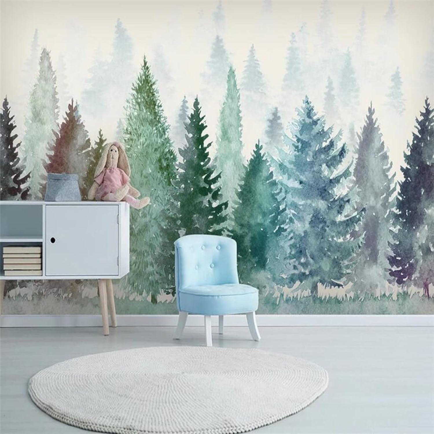 Papier peint photo 3D arbre forestier mural salon TV revêtement autocollant amovible 300x210cm
