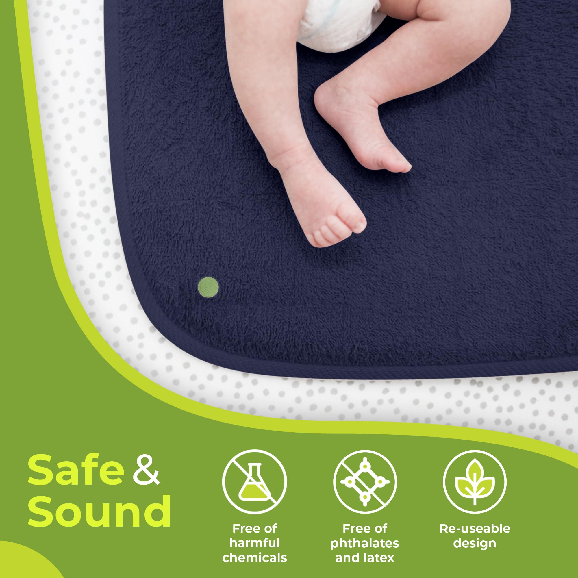 PeapodMats - Colchoneta Impermeable para la incontinencia y la Enuresis - Protector Reutilizable. Colocación Segura y Transpirable. Lavable. Ecológico, 3x3 Protector de colchón y Almohadilla