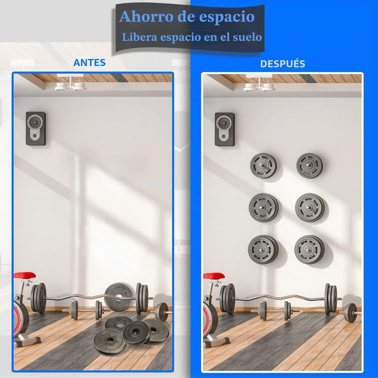 2 Piezas Soporte para Placa de Peso, Soporte Barra Pesas Montado en la Pared, Soporte Discos Pesas para Discos de Peso Olímpicos de 2 Pulgadas