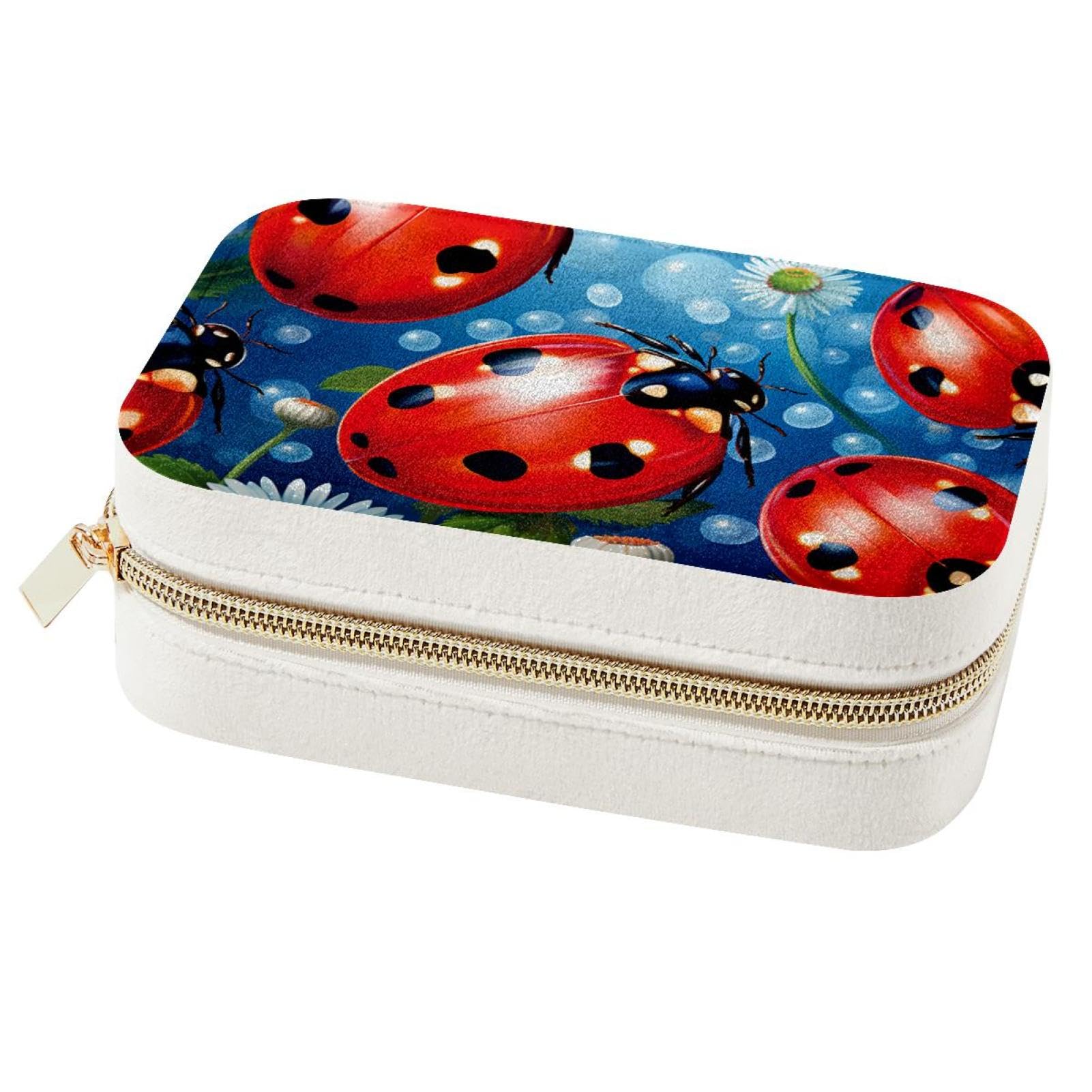 Boîte à bijoux de voyage Lady Beetle, écrin de rangement haut de gamme en velours